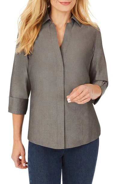 Shop Foxcroft Taylor Fitted Non-iron Shirt In Charcoal