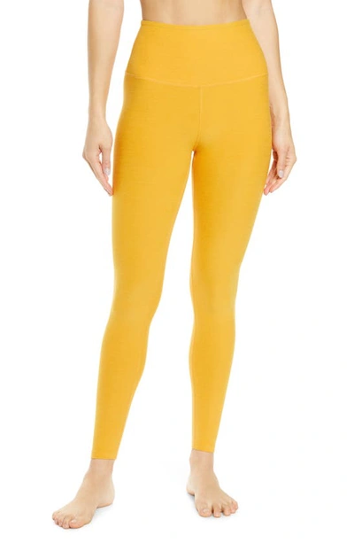 Shop Beyond Yoga Caught In The Midi High Waist Leggings In Sunny Citrine Solid