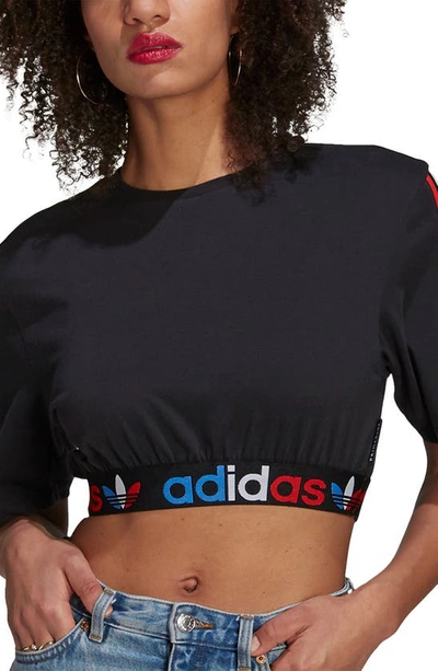 Shop Adidas Originals Primeblue Banded Crop T-shirt In Black