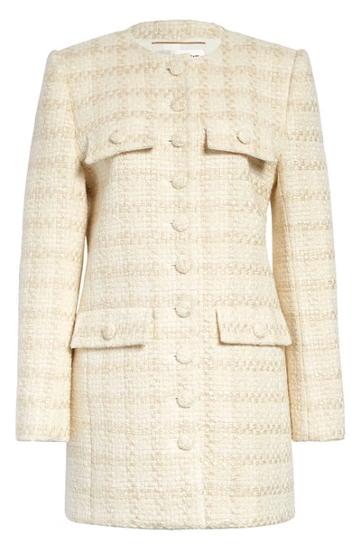 Shop Saint Laurent Wool & Silk Blend Tweed Jacket In 9601 Craie