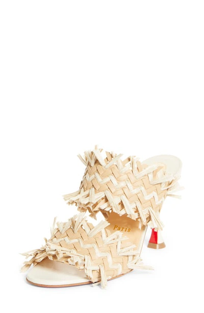 Shop Christian Louboutin Meroine Double Band Sandal In Beige/ White