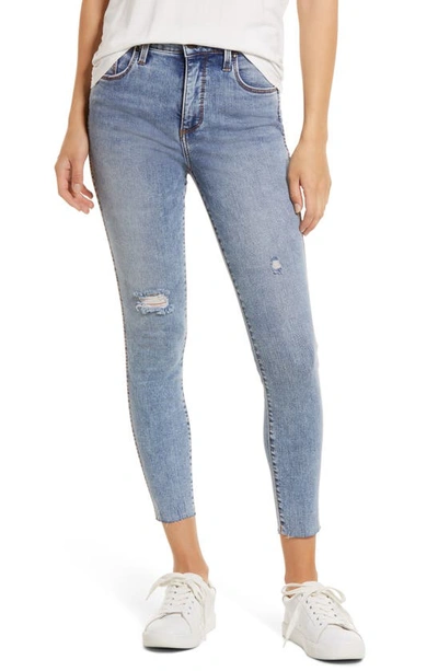 Shop Whetherly Cooper High Waist Raw Hem Skinny Jeans In Med Los Angeles