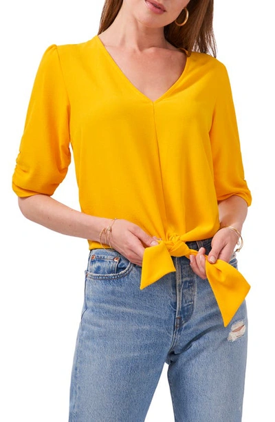 Shop 1.state Tie Front Blouse In Sunflower Yellow
