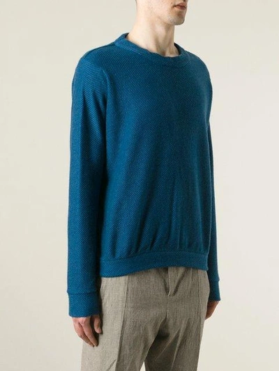 Shop The Elder Statesman Cooked Cashmere Herring Crew Neck In Pacific