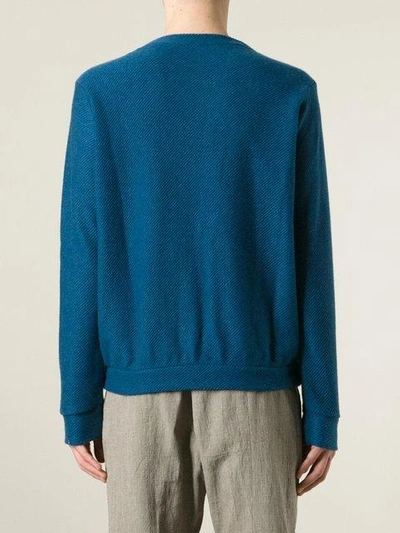 Shop The Elder Statesman Cooked Cashmere Herring Crew Neck In Pacific