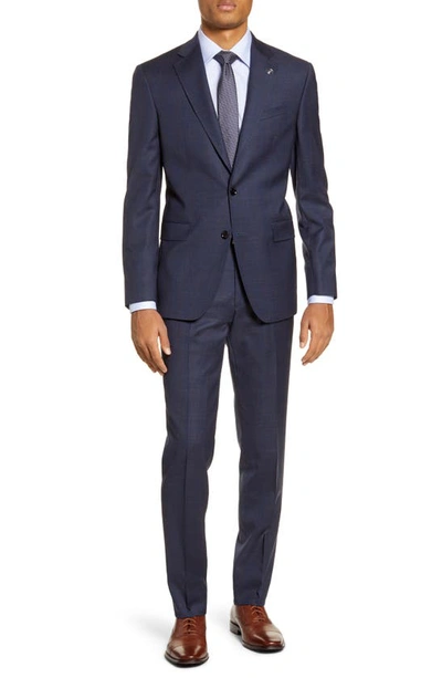 Shop Ted Baker Jay Trim Fit Plaid Wool Suit In Blue
