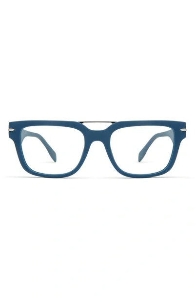 Shop Mita 55mm Blue Light Blocking Glasses In Matte Denim Blue/ Clear