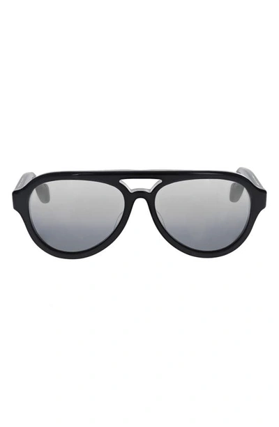 Shop King Baby Las Vegas 55mm Gradient Aviator Sunglasses In Black/ Silver Gradient Mirror