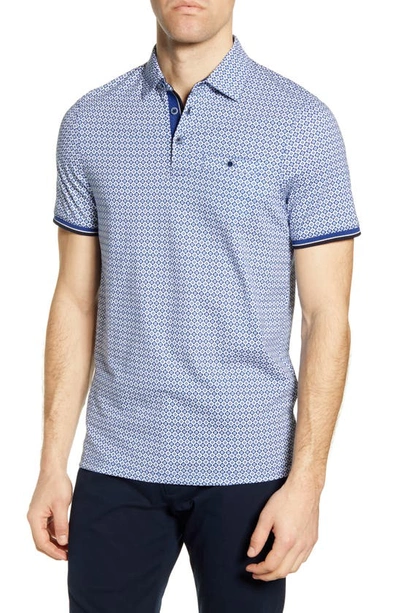 Shop Ted Baker Slim Fit Geo Print Short Sleeve Polo In Navy