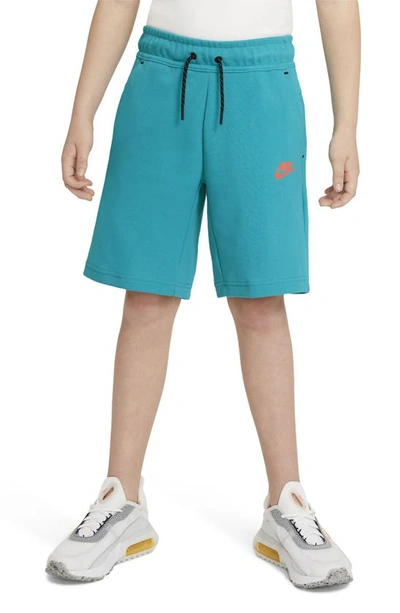 Shop Nike Sportswear Kids' Tech Fleece Sweat Shorts In Aquamarine/turf Orange