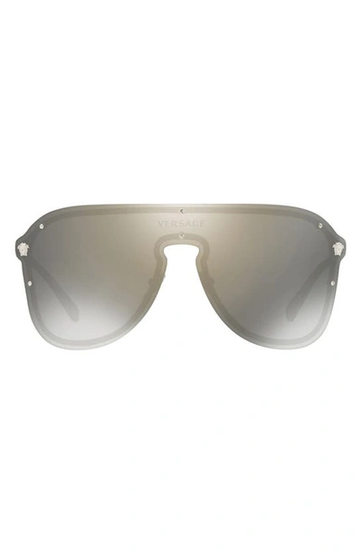 Shop Versace 150mm Shield Sunglasses In Gold Mirror