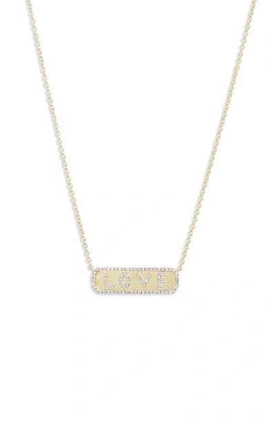 Shop Meira T Diamond Love Pendant Necklace In Yellow Gold/ Diamond