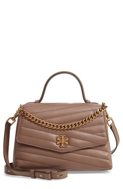 Shop Tory Burch Kira Chevron Quilted Leather Top Handle Satchel In Classic Taupe