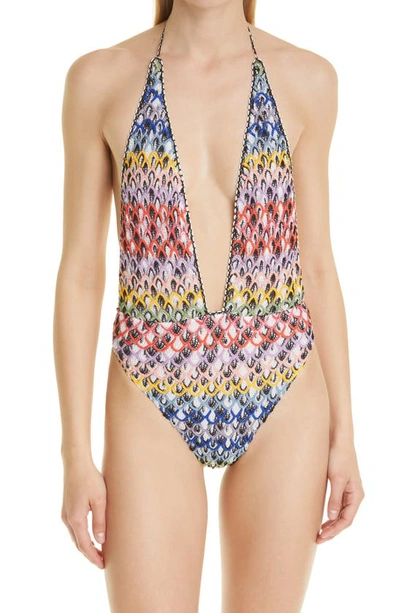 Shop Missoni Knit One-piece Swimsuit In Multi