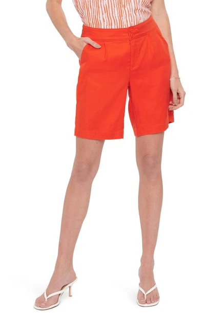 Shop Nydj Modern Linen Blend Bermuda Shorts In Orange Poppy