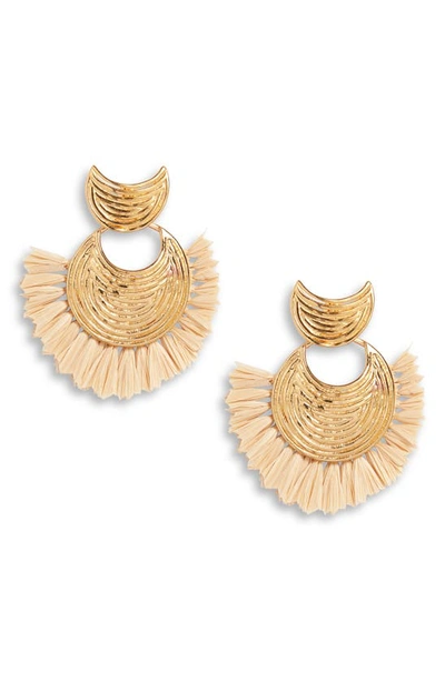 Shop Gas Bijoux Mini Wave Raffia Earrings In Gold