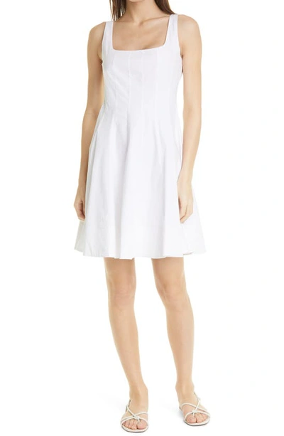 Shop Staud Wells Cotton Stretch Poplin Fit & Flare Dress In White