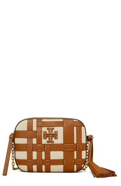 Tory Burch Mcgraw Woven Camera Bag In Natural/classic Cuoio | ModeSens