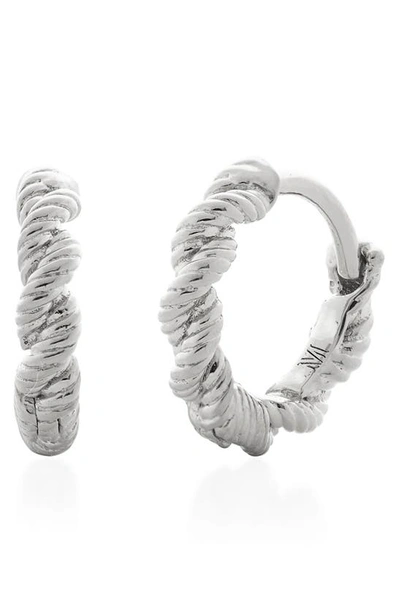 Shop Monica Vinader Corda Huggie Hoop Earrings In Sterling Silver