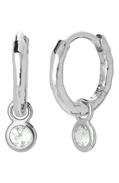 Shop Monica Vinader Topaz Drop Huggie Hoop Earrings In Sterling Silver