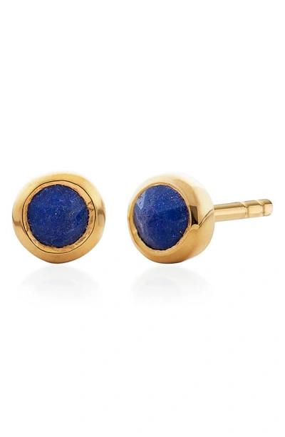 Shop Monica Vinader Mini Lapis Lazuli Stud Earrings In Gold