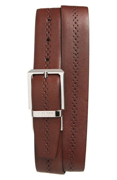 Shop Canali Reversible Leather Belt In Brown
