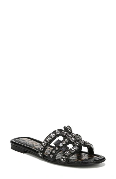 Shop Sam Edelman Bay 2 Embellished Slide Sandal In Black Nappa Leather