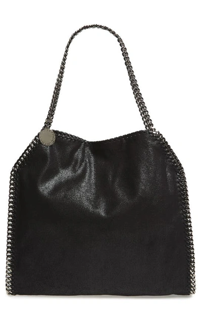 Shop Stella Mccartney Small Falabella Shaggy Deer Faux Leather Tote In Black