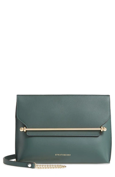 Strathberry Stylist Leather Shoulder Bag In Bottle Green