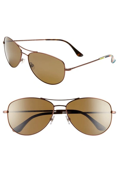 Shop Kate Spade 'ally' 60mm Polarized Metal Aviator Sunglasses In Brown