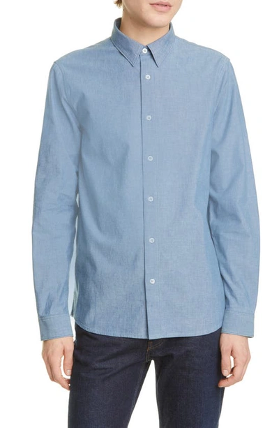 Shop Apc Chemise Hector Button-up Chambray Shirt In Blue