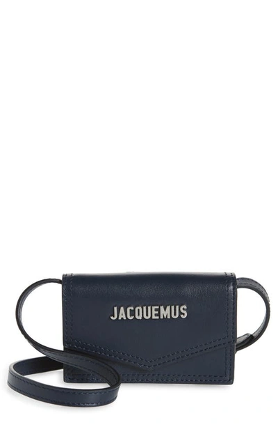 Shop Jacquemus Le Porte Azur Leather Crossbody Bag In Navy