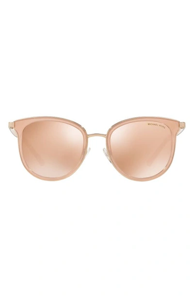 Shop Michael Kors 54mm Round Sunglasses In Blush/ Gold/ Blush Mirror