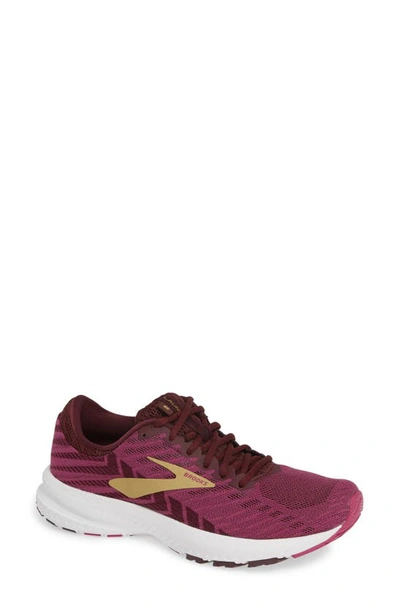 Shop Brooks Launch 6 Running Shoe In Aster/ Fig/ Gold