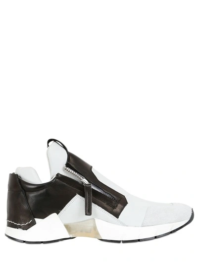 Cinzia Araia Mesh & Leather Running Sneakers In Black/white