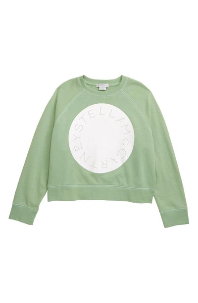 Shop Stella Mccartney Girl's  Circle Logo Organic Cotton Sweatshirt In Green