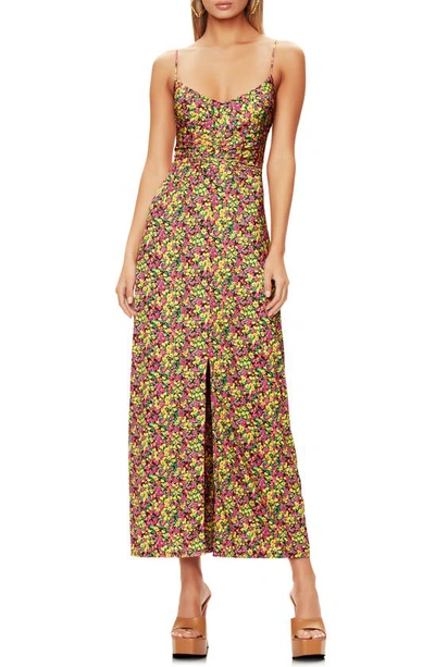 Shop Afrm Jalen Ruched Split Front Dress In Electric Ditsy