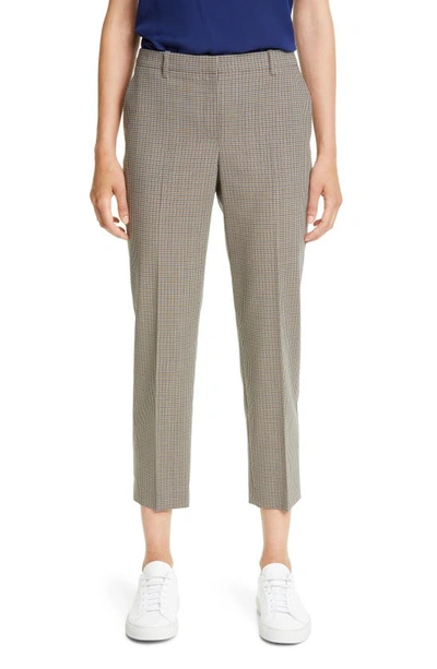 Shop Theory Treeca 4 Plaid Wool Crop Pants In Brown Multi