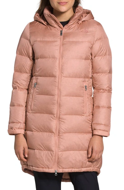 Shop The North Face Metropolis Iii Water Repellent 550 Fill Power Down Hooded Parka In Pink Clay