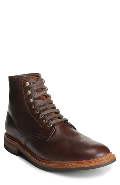 Shop Allen Edmonds Higgins Mill Plain Toe Boot In Brown Chromexel Leather