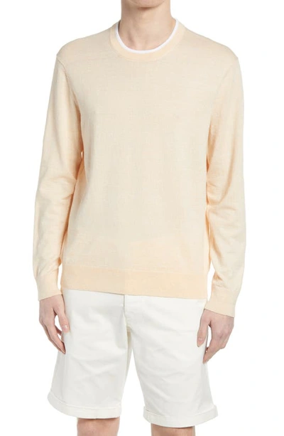 Shop Club Monaco Linen Blend Crewneck Sweater In Apricot