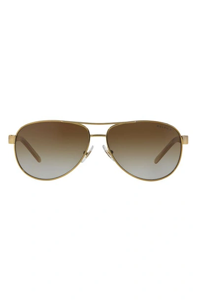 Shop Ralph Lauren 59mm Polarized Aviator Sunglasses In Gold Polar