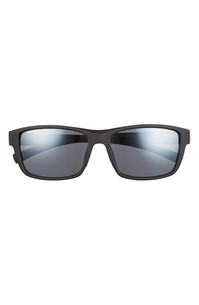 Shop Hurley Beach Days 58mm Polarized Rectangular Sunglasses In Rubberized Black/ Smoke Base