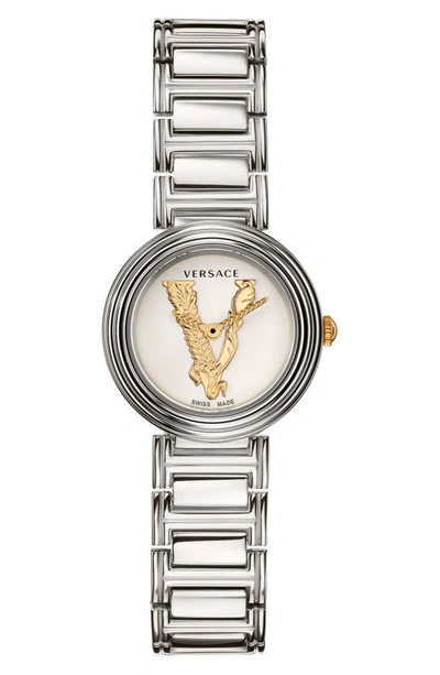 Shop Versace Virtus Mini Bracelet Watch, 28mm In Silver