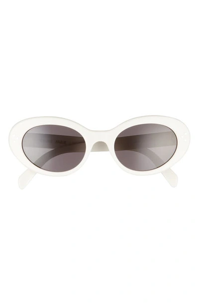 Shop Celine 53mm Cat Eye Sunglasses In Shiny Solid Ivory/ Smoke