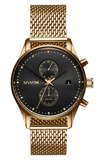 Shop Mvmt Voyager Chronograph Mesh Strap Watch, 42mm In Black/ Gold