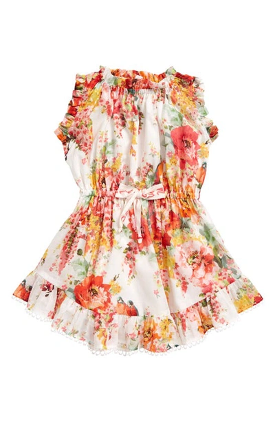 Shop Zimmermann Kids' Mae Floral Print Flip Dress In Ivory Floral