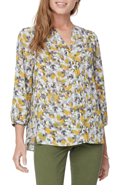 Shop Nydj High/low Crepe Blouse In Monica Blooms