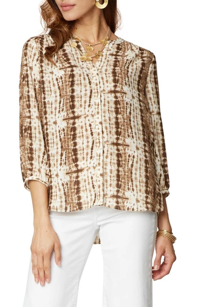 Shop Nydj High/low Crepe Blouse In Sanibel Tie Dye