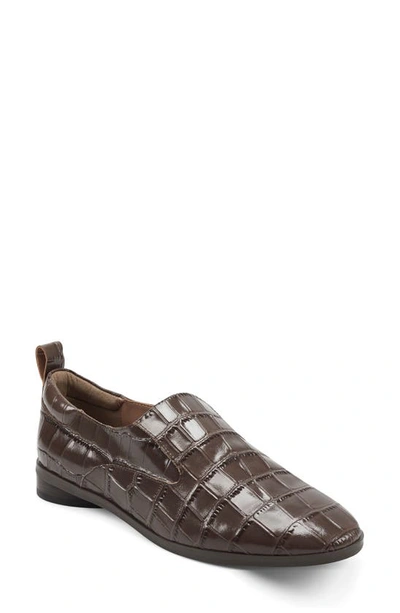 Shop Aerosoles Sutton Loafer In Brown Croc Leather